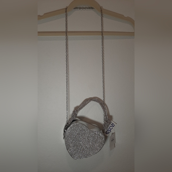 Crossbody Heart Purse Evening Clutch Small Shoulder Purse Rhinestone - Picture 4 of 5